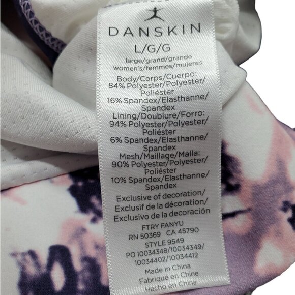 Danskin Crackle Sprts Bra Dusted Lilac Sz L Purple Pink 4 Way Stretch Longline - Picture 6 of 9